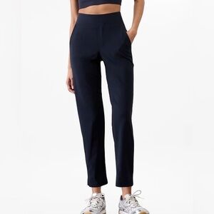 Athleta Brooklyn Ankle Navy Pants Straight Leg Mid Rise